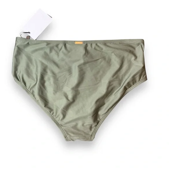 DKNY Olive Green High-Waisted Bikini Bottom women size large - Picture 2 of 3